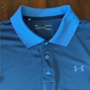 Under Armour Men's Blue Striped Polo Shirt Large
